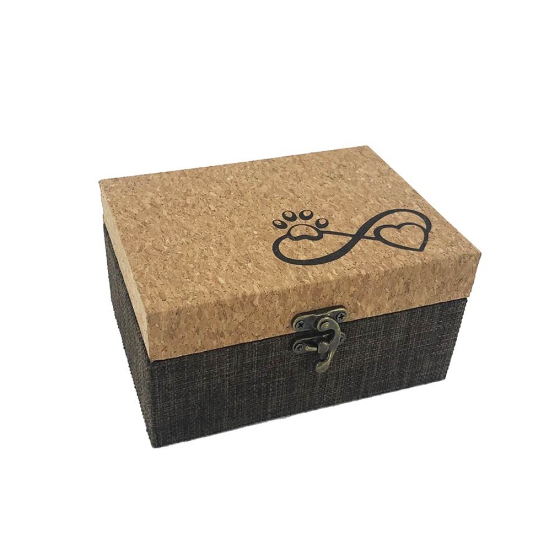Urna Rectangular Corcho huella mascota